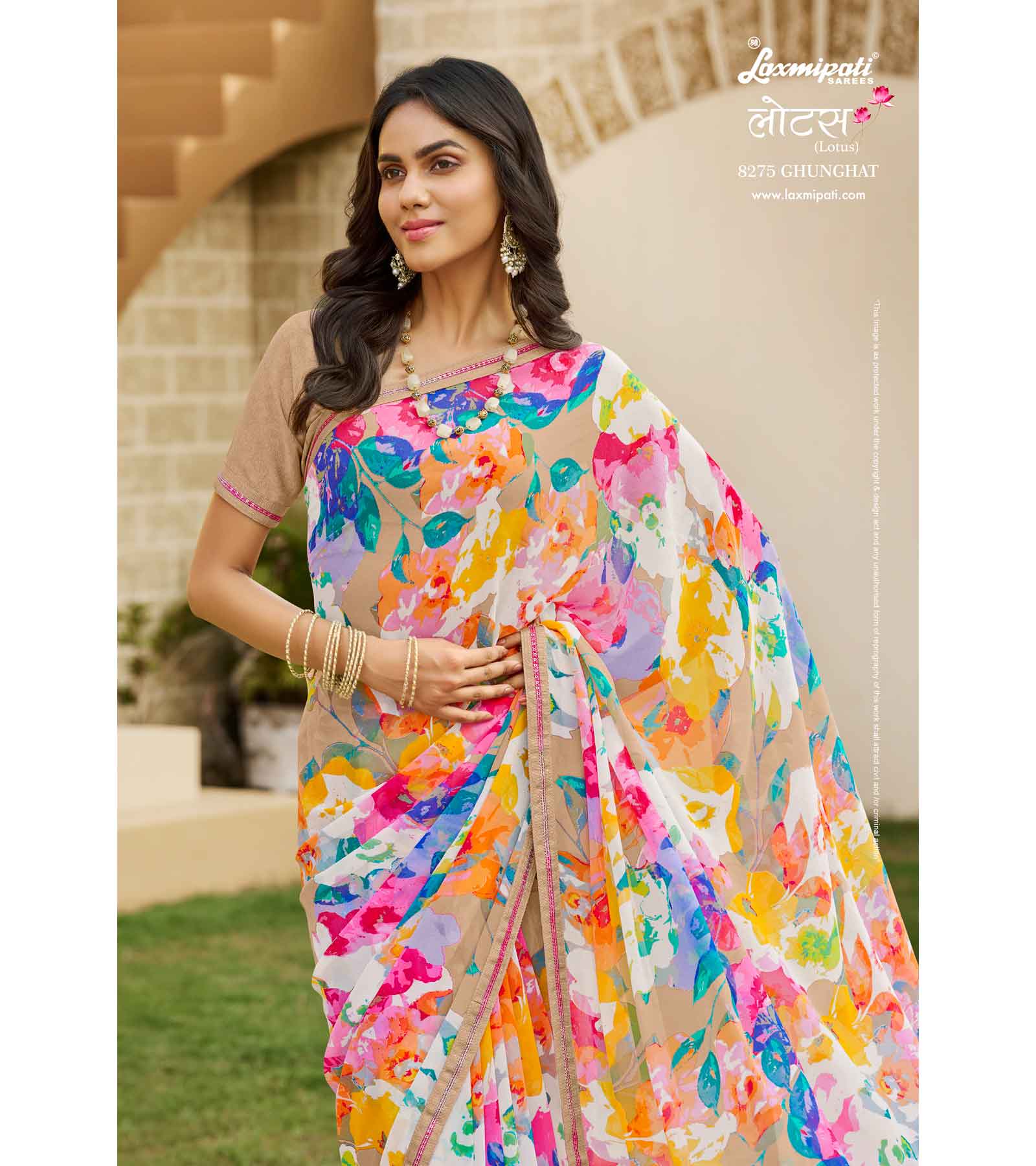 Laxmipati Lotus 8275 Georgette Multicolor Georgette Saree with Fancy Border