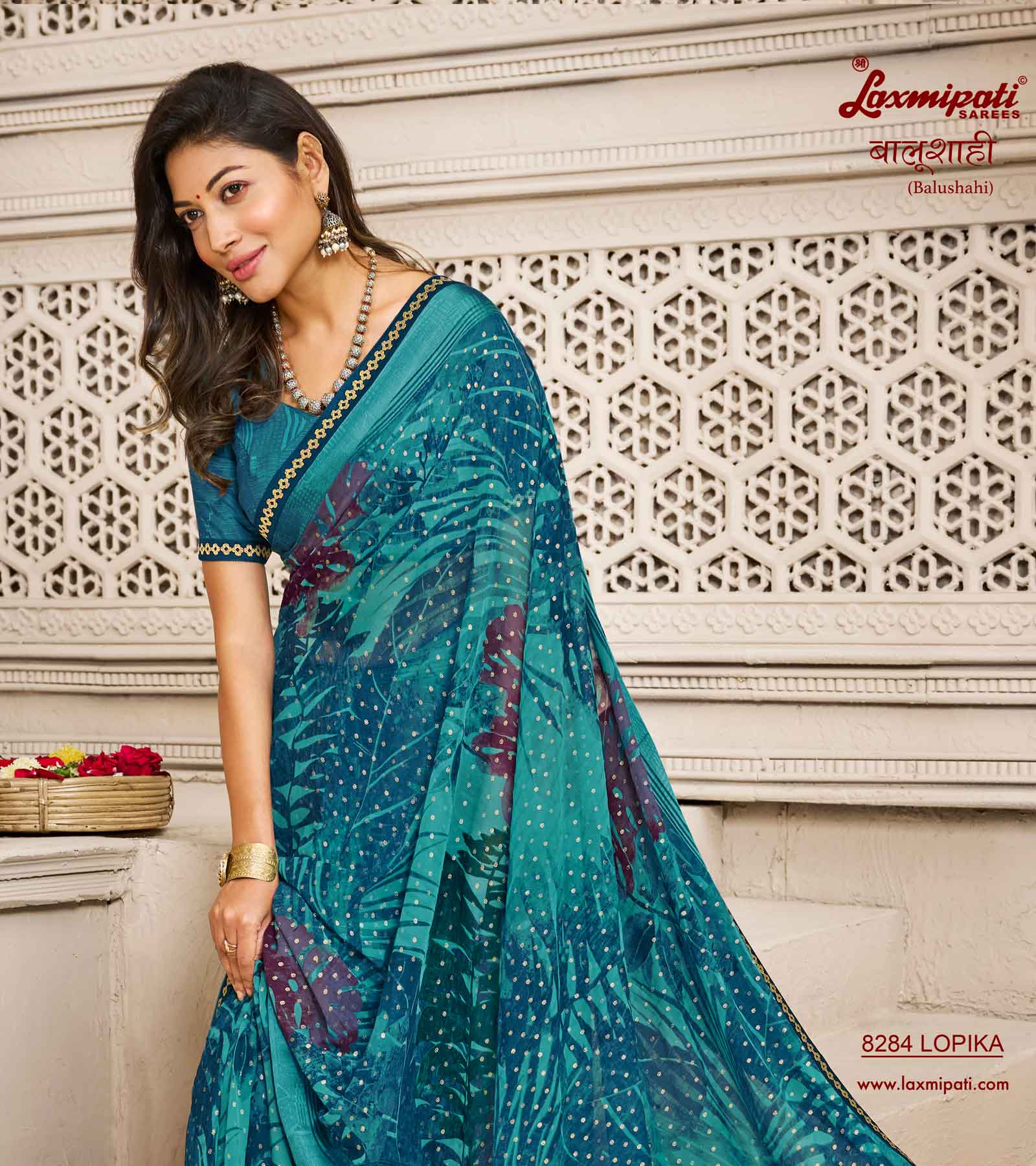 Laxmipati Balushahi 8284 Georgette Satin Border Rama Saree