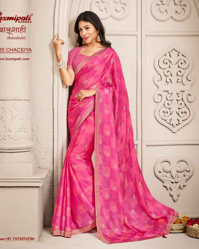 Laxmipati Balushahi 8285 Silk Satin Pink Saree