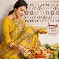 Laxmipati Balushahi 8292 Chiffon Checks Mustard Saree