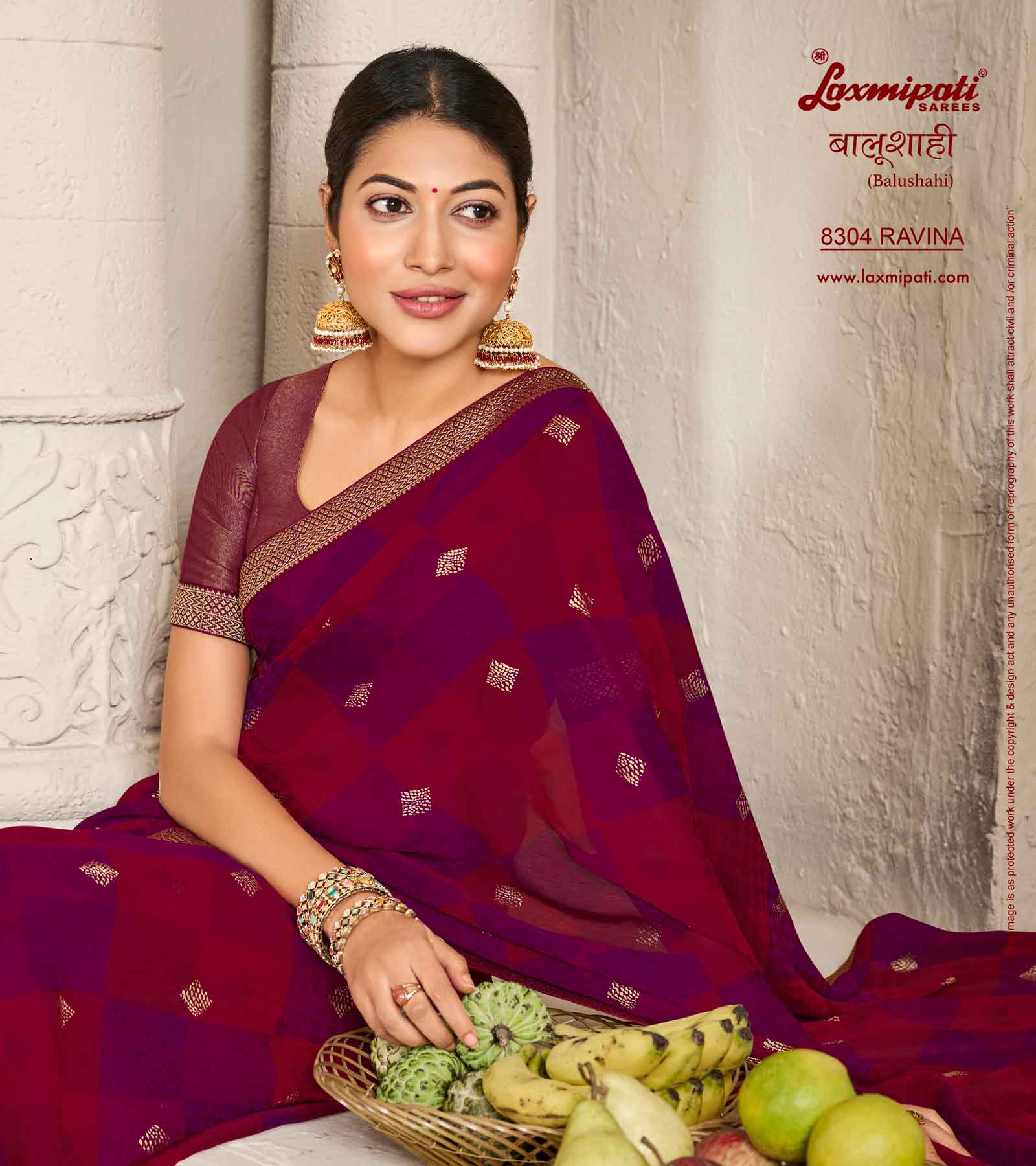 Laxmipati Balushahi 8304 Silk Maroon Saree