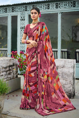 Laxmipati Rachna 8320 Georgette Magenta Saree