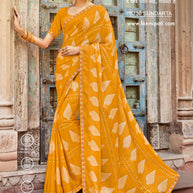 Laxmipati Janki 8330 Chiffon Tasab Mustard Saree