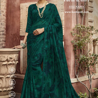 Laxmipati Janki 8332 Chiffon Tasab Patta Bottle Green Saree