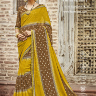 Laxmipati Janki 8336 Chiffon Brown & Mustard Saree