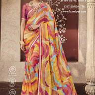 Laxmipati Janki 8337 Chiffon Tasab Multicolor Saree