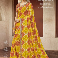 Laxmipati Janki 8343 Chiffon Butta Mustard Saree