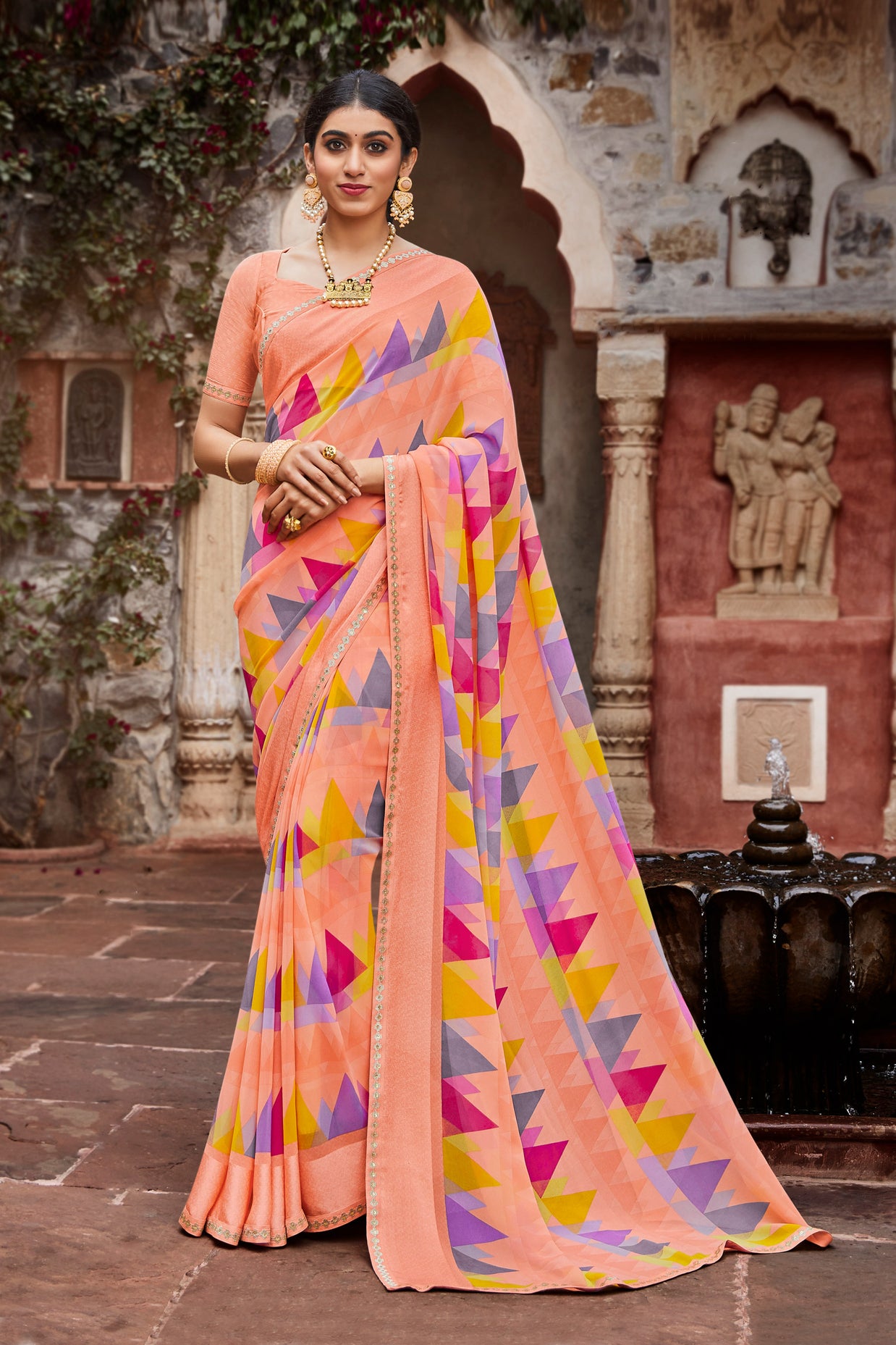 Laxmipati Janki 8344 Georgette Satin Multicolor Saree