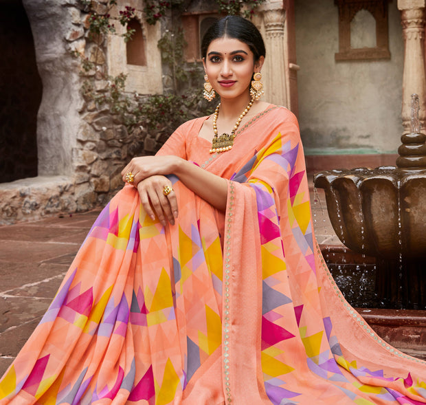 Laxmipati Janki 8344 Georgette Satin Multicolor Saree
