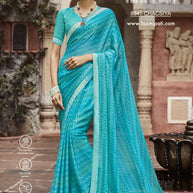 Laxmipati Janki 8345 Satin Chiffon Sea Blue Saree