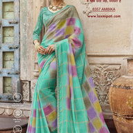 Laxmipati Janki 8357 Chiffon with Tasab Checks Multicolor Saree