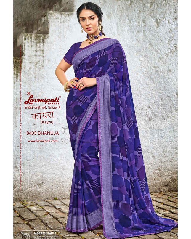 Laxmipati Kayra 8403 C/C Georgette with Satin Patta Lavender Saree