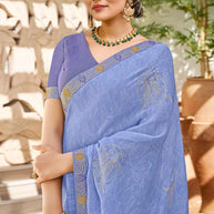 Laxmipati Chhabili 8418 Silk Chiffon Sky Blue Saree