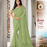 Laxmipati Chhabili 8421 Brasso Olive Green Saree