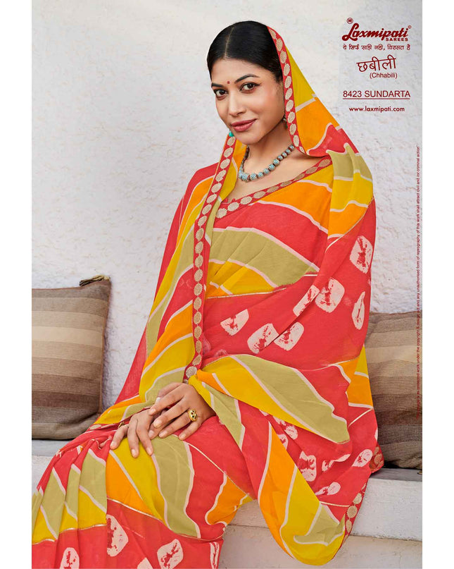 Laxmipati Chhabili 8423 Sharmili Chiffon Multicolor Saree