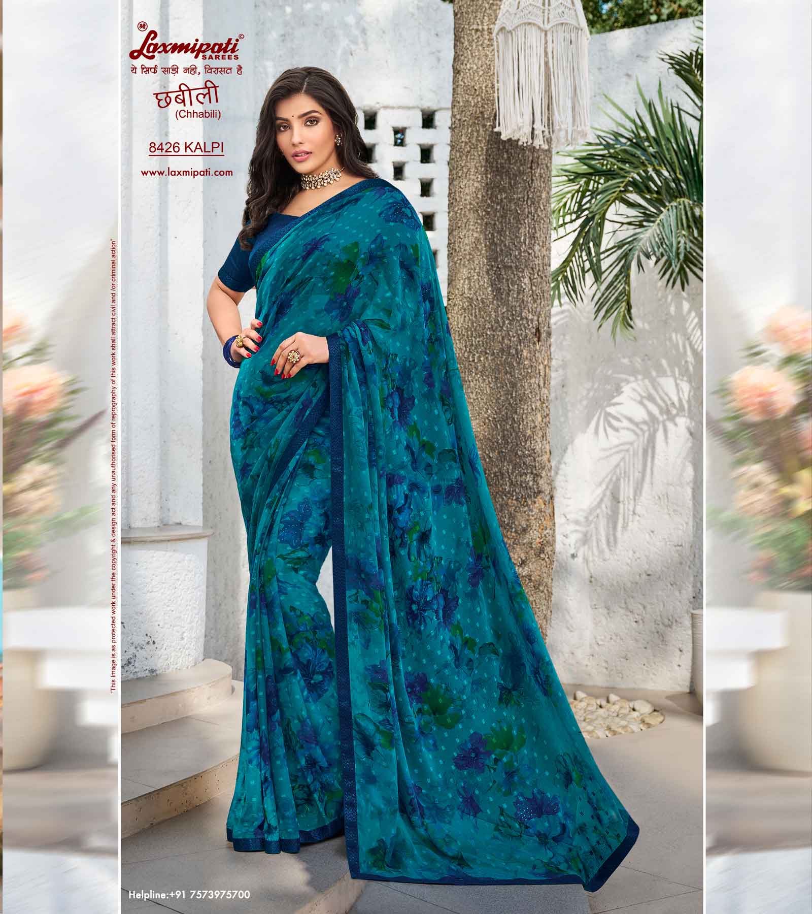 Laxmipati Chhabili 8426 Chiffon Butti Morpinch Saree