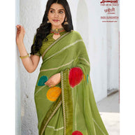 Laxmipati Chhabili 8428 Chiffon Olive Green Saree