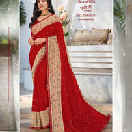 Laxmipati Chhabili 8431 Chiffon with Satin Patta Maroon Saree
