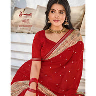 Laxmipati Chhabili 8431 Chiffon with Satin Patta Maroon Saree