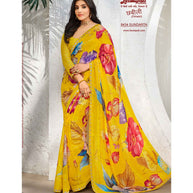 Laxmipati Chhabili 8434 Sparkle Chiffon With patta Lemon Saree