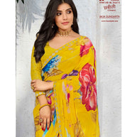 Laxmipati Chhabili 8434 Sparkle Chiffon With patta Lemon Saree