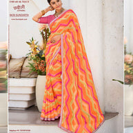 Laxmipati Chhabili 8439 Sparkle Chiffon With patta Multicolor Saree