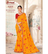 Laxmipati Gharaana 8441 Chiffon Gold Saree