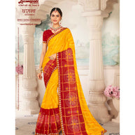 Laxmipati Gharaana 8443 Chiffon Checks Red & Yellow Saree