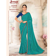 Laxmipati Gharaana 8444 Chiffon Firozi Saree