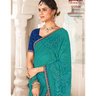Laxmipati Gharaana 8444 Chiffon Firozi Saree