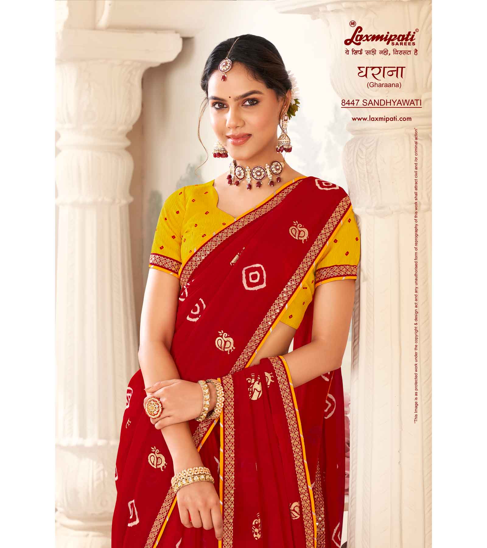 Laxmipati Gharaana 8447 Chiffon Maroon Saree