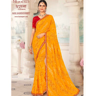 Laxmipati Gharaana 8450 Chiffon Gold Saree