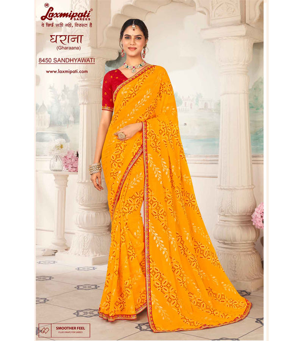 Laxmipati Gharaana 8450 Chiffon Gold Saree