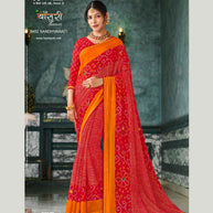 Laxmipati Bansuri 8452 Satin Chiffon Red Saree
