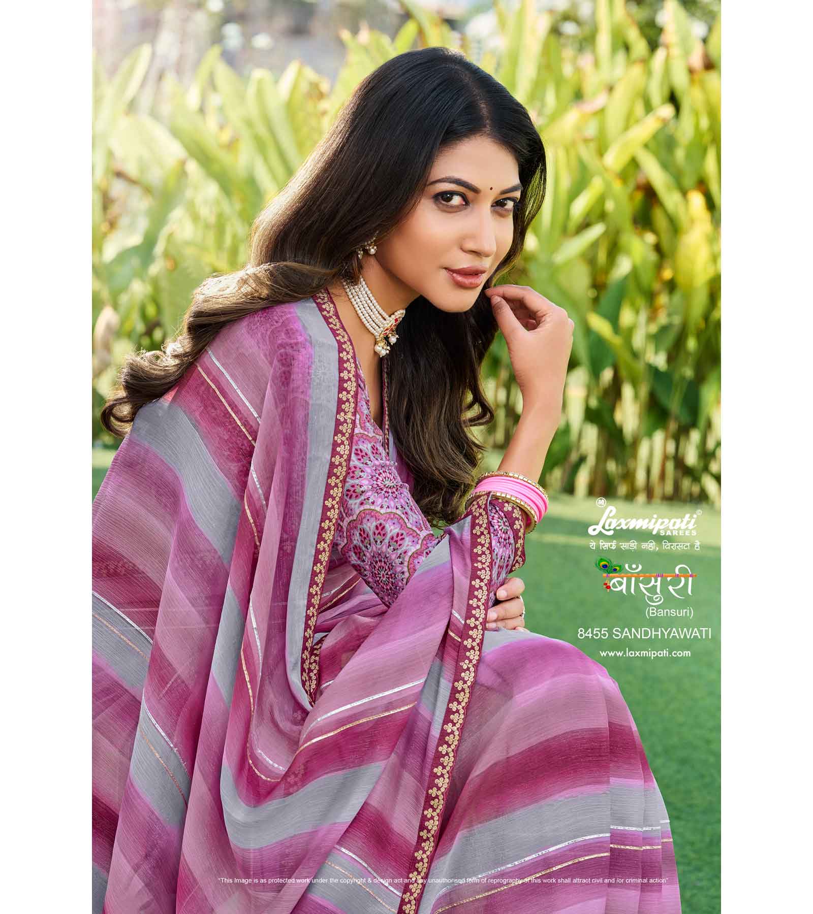 Laxmipati Bansuri 8455 Sharmili Chiffon Multicolor Saree