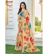 Laxmipati Bansuri 8459 Marble Chiffon Butti Chikoo Saree