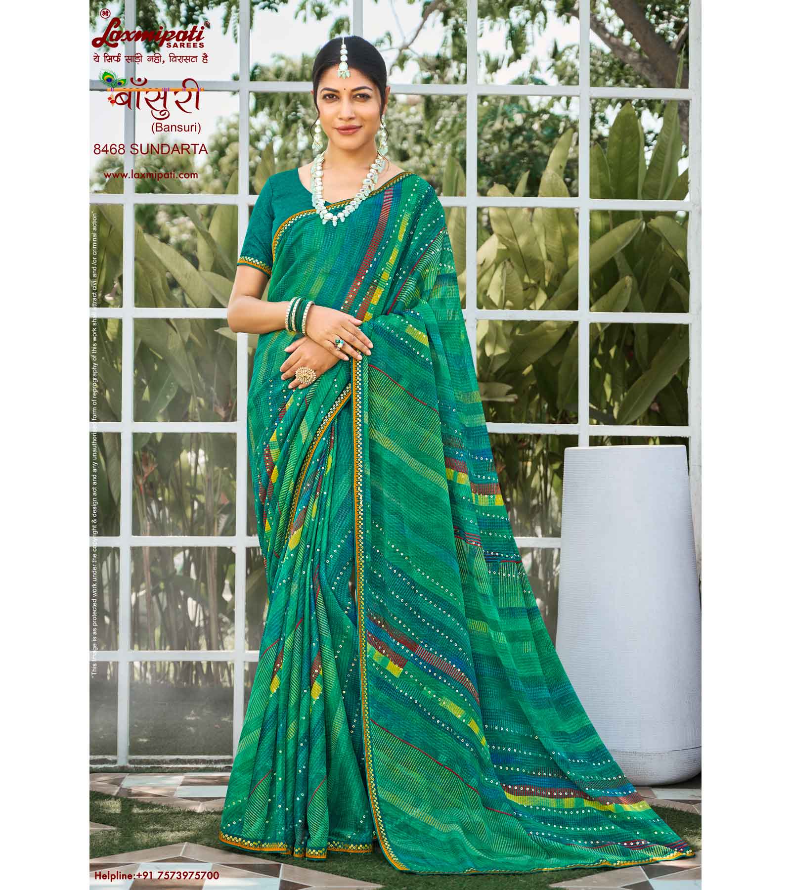 Laxmipati Bansuri 8468 Chiffon Multicolor Saree