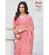 Laxmipati Bansuri 8470 Georgette Satin Patta Peach Saree