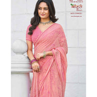 Laxmipati Bansuri 8470 Georgette Satin Patta Peach Saree