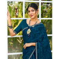 Laxmipati Bansuri 8471 Satin Chiffon Navy Blue Saree