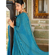 Laxmipati Bansuri 8474 Satin Chiffon Dark Firozi Saree