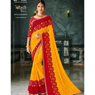 Laxmipati Bansuri 8476 Sparkle Chiffon Gold Saree