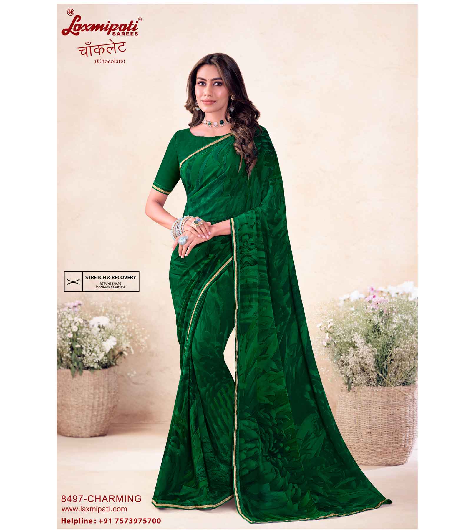 Laxmipati Chocolate 8497 C/C Georgette Bottle Green Saree