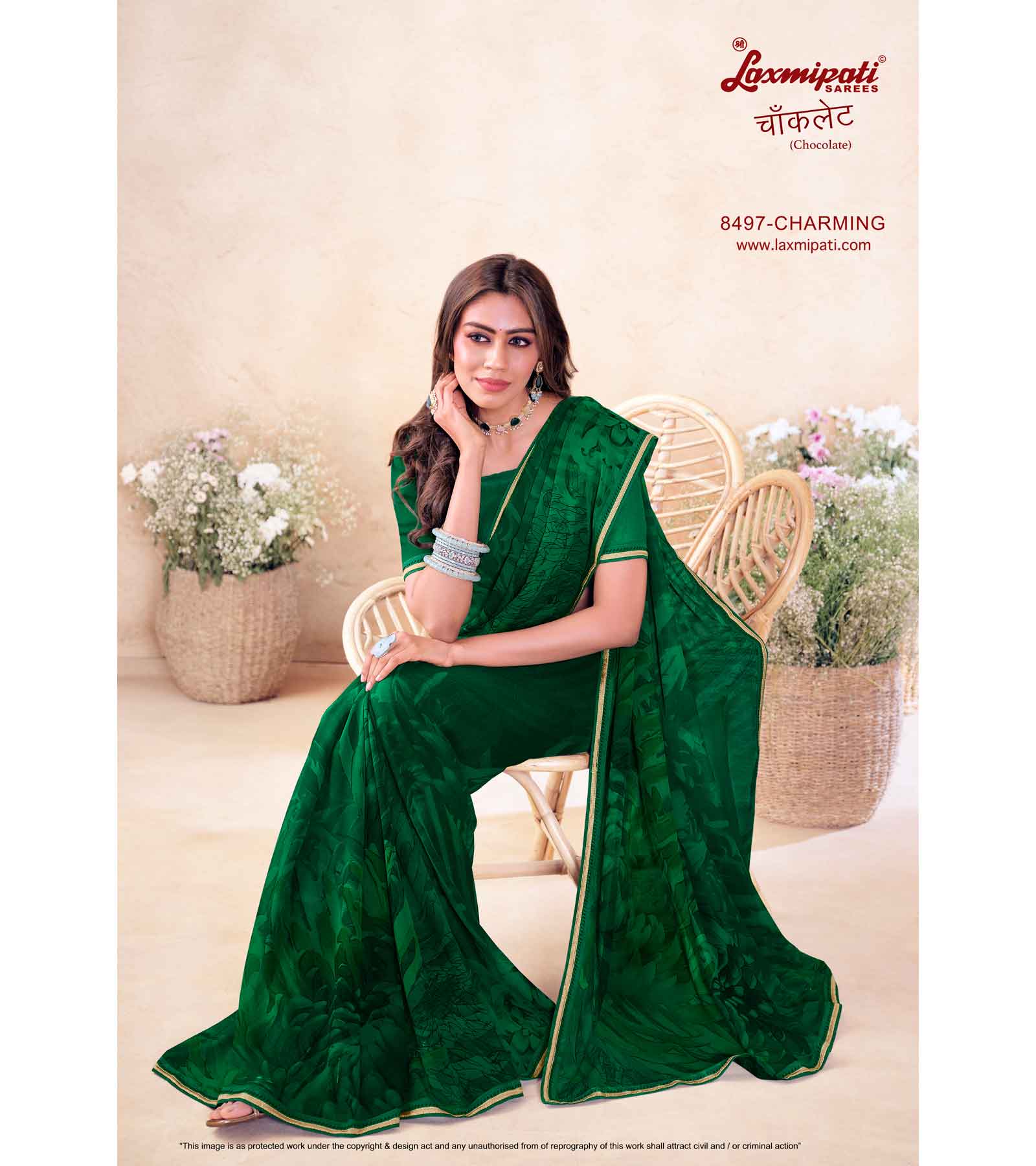 Laxmipati Chocolate 8497 C/C Georgette Bottle Green Saree