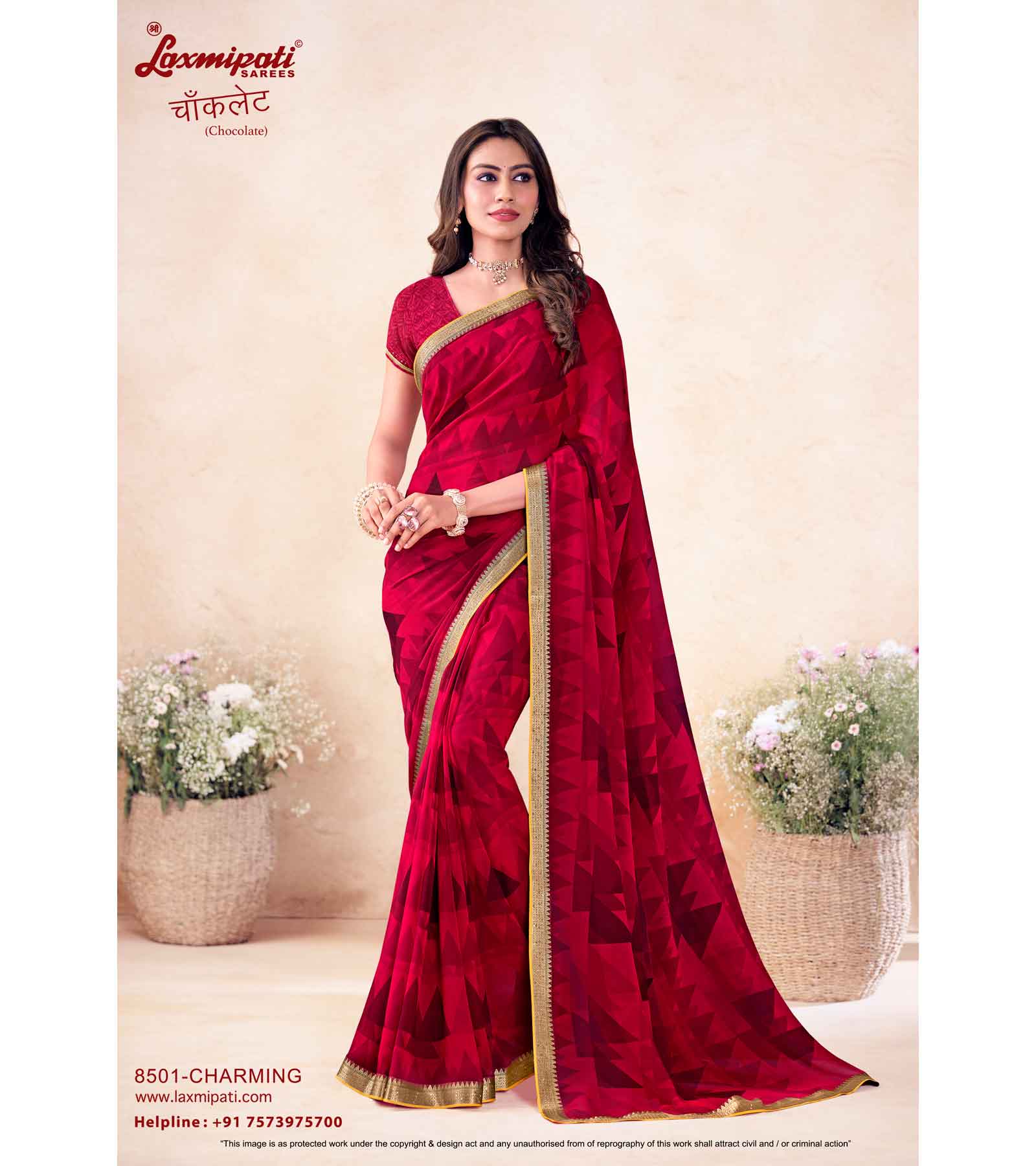 Laxmipati Chocolate 8501 C/C Georgette Red Saree