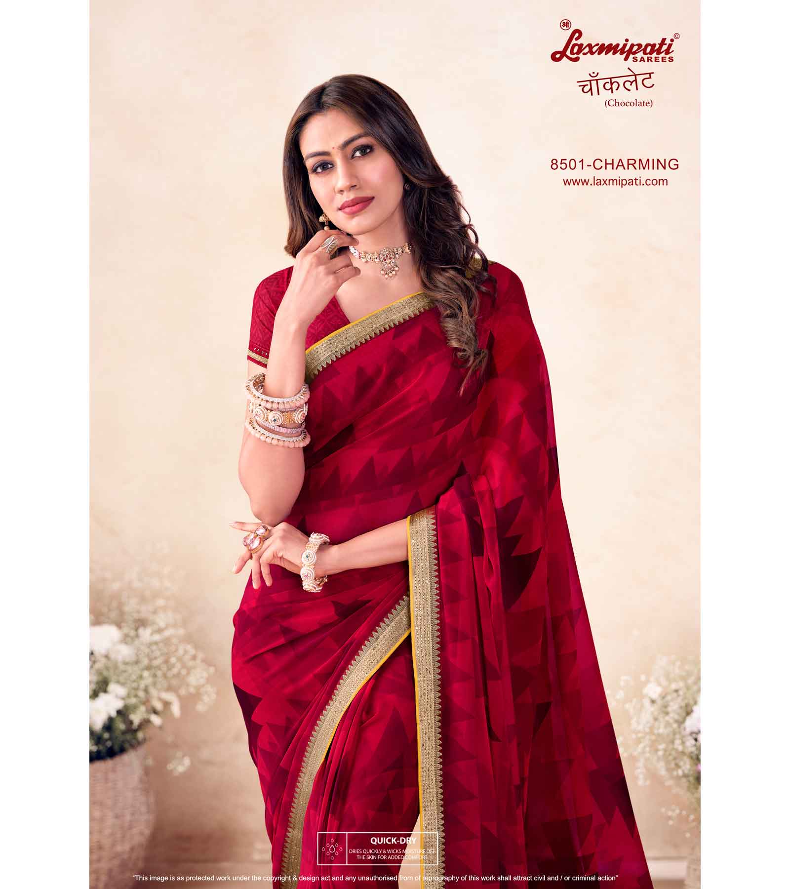 Laxmipati Chocolate 8501 C/C Georgette Red Saree