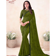 Laxmipati Chocolate 8502 C/C Georgette Olive Green Saree