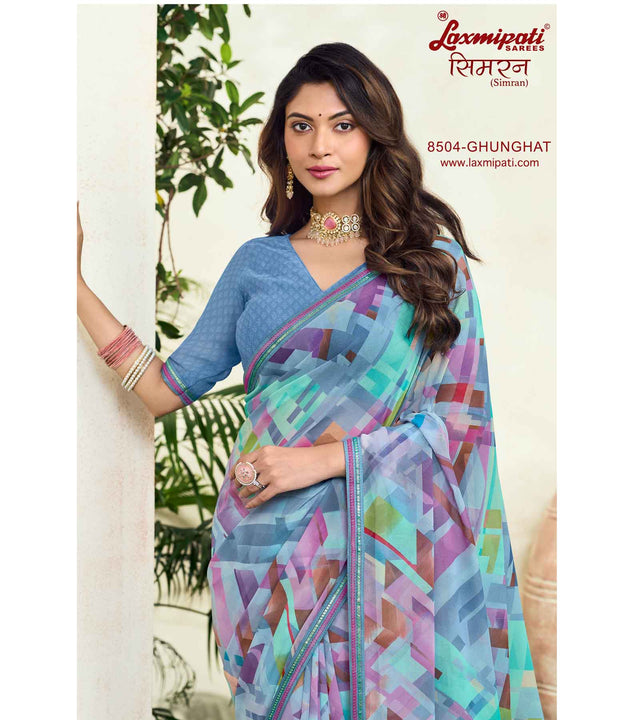 Laxmipati Simarn 8504 Georgette Purple Saree