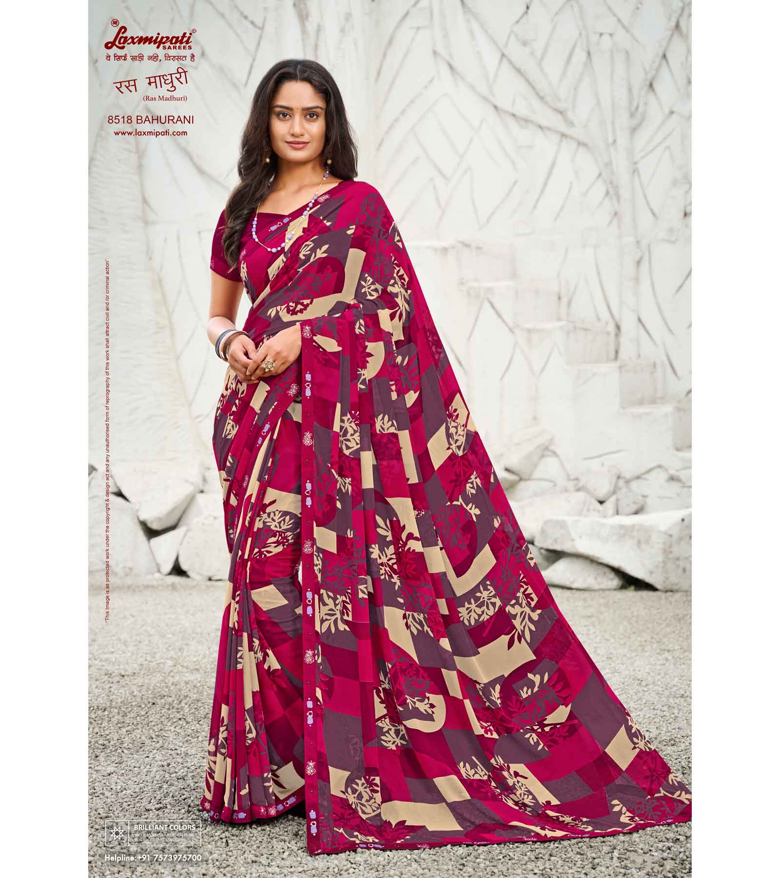 Laxmipati Ras Madhuri 8518 Wetless Magenta Saree