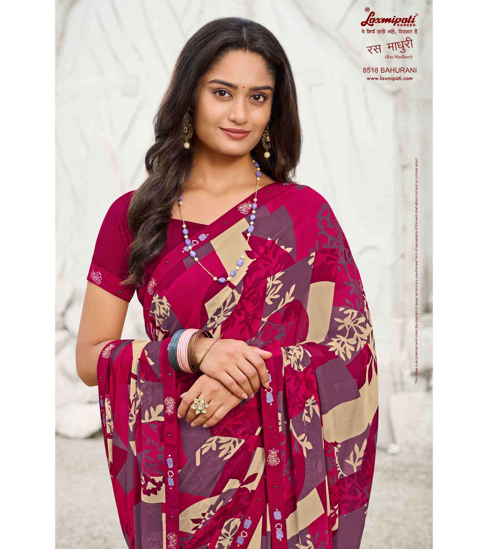 Laxmipati Ras Madhuri 8518 Wetless Magenta Saree